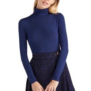 Hill House Navy Blue Long Sleeve Turtleneck Bodysuit